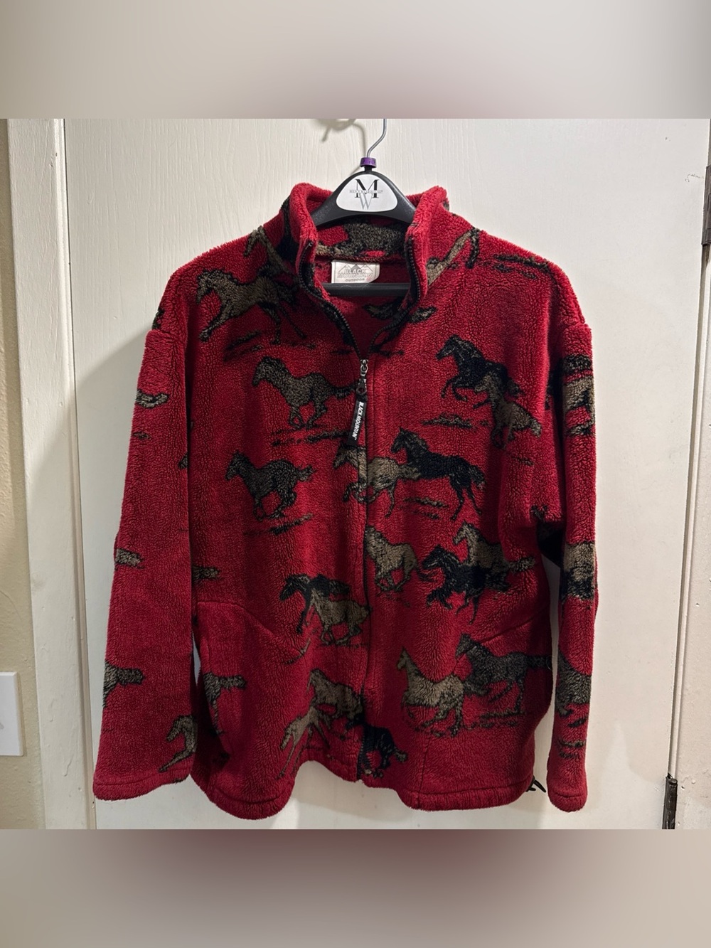 Vintage Black Mountain women’s Sherpa jacket with Horses HTF